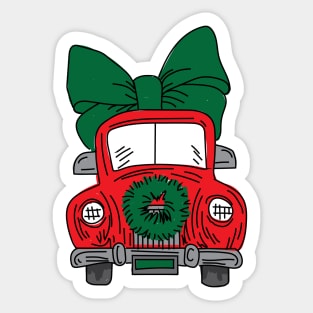 Old Fashion Vehicle - Christmas Sticker